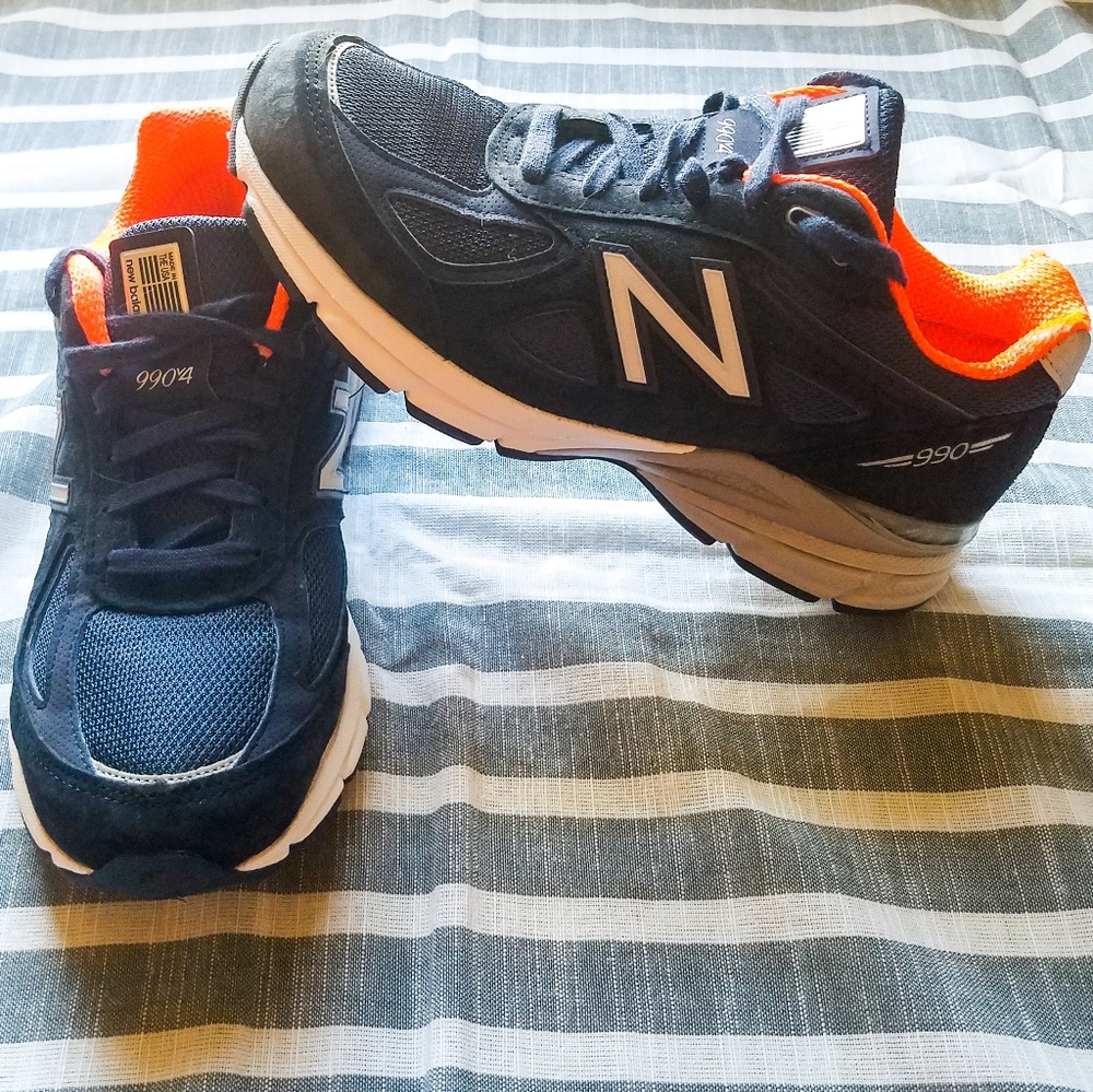 NewBalance 990v4 Navy/Orange - Picture 2 of 5